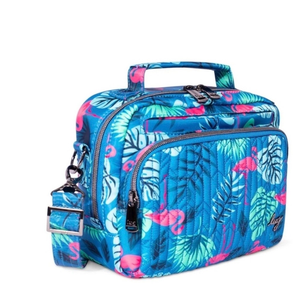 NWT Lug Mini Ranger Crossbody Bag Flamingo Blue RFID Quilted Travel Purse - Picture 6 of 12